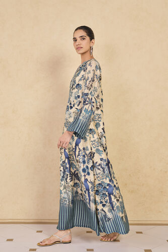 Avis Printed Silk Kaftan - Beige, Beige, image 3